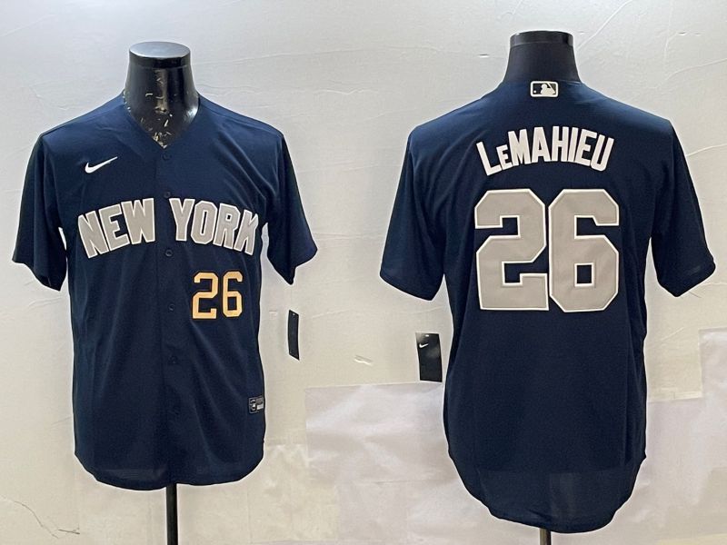 Men New York Yankees 26 Lemahieu Blue Game 2025 Nike MLB Jersey style 3